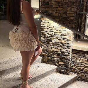 naked wardrobe Cream Ruffle Mini Skirt